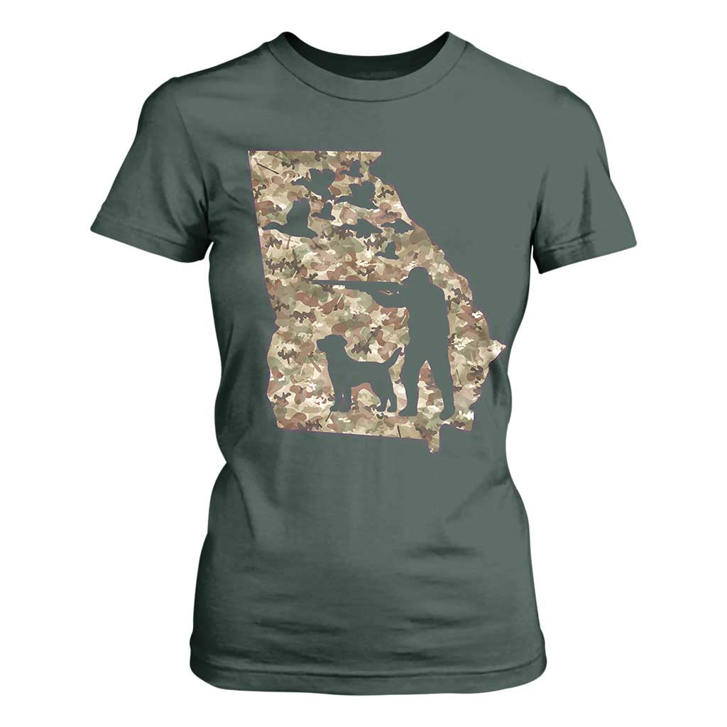 Georgia Duck Hunting Season T Shirt For Women Labrador Retriever Hunter Gift TS12 Dark Forest Green Print Your Wear