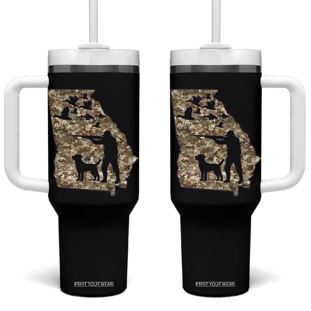 Georgia Duck Hunting Season Tumbler With Handle Labrador Retriever Hunter Gift TS12 One Size: 40 oz Black Print Your Wear