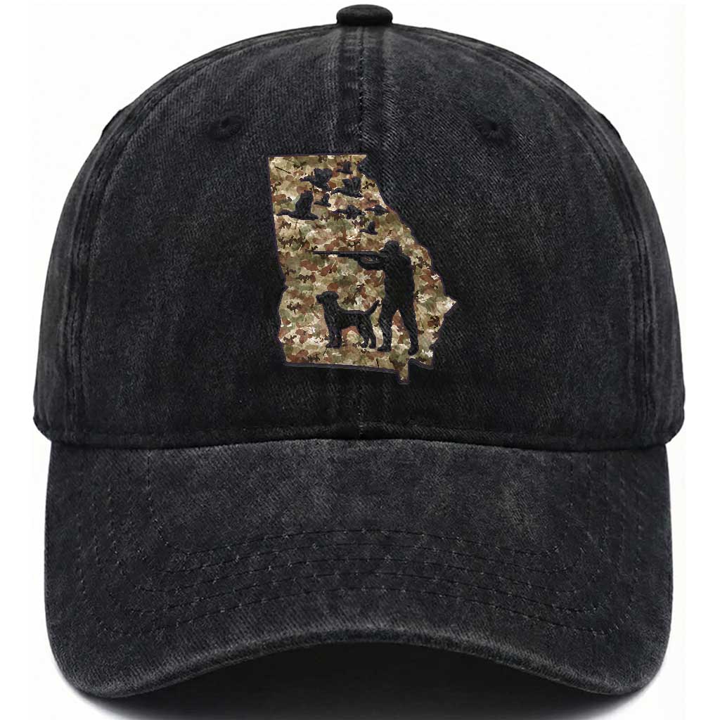 Georgia Duck Hunting Season Washed Cotton Baseball Cap Labrador Retriever Hunter Gift TS12 Washed Cap Universal Fit Black Print Your Wear