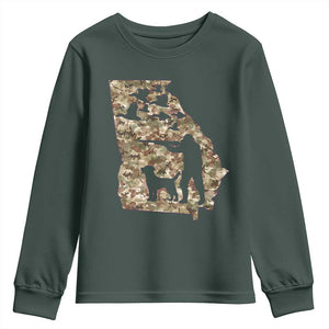 Georgia Duck Hunting Season Youth Sweatshirt Labrador Retriever Hunter Gift TS12 Dark Forest Green Print Your Wear