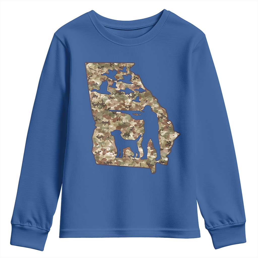 Georgia Duck Hunting Season Youth Sweatshirt Labrador Retriever Hunter Gift TS12 Royal Blue Print Your Wear