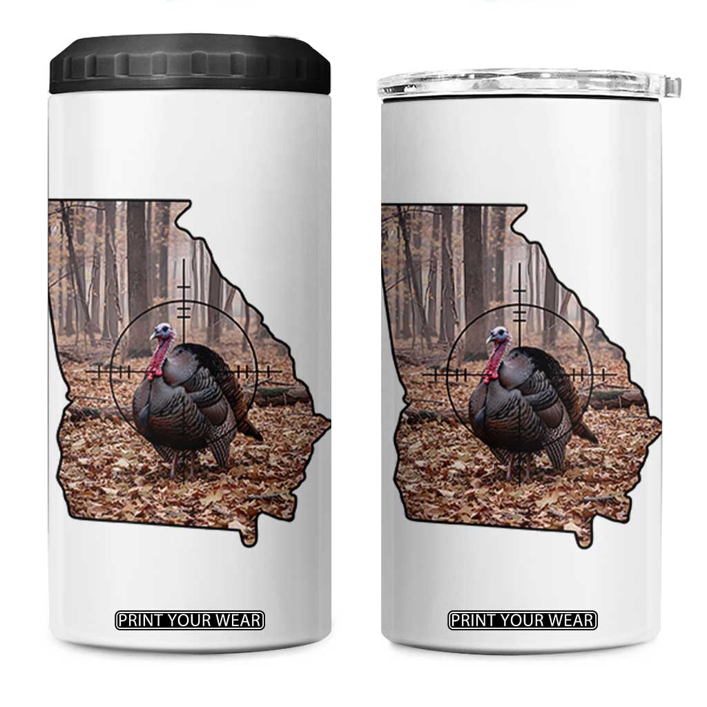 Georgia Turkey Hunting 4 in 1 Can Cooler Tumbler Camo American Flag Hunter Gift TS12 One Size: 16 oz White Print Your Wear