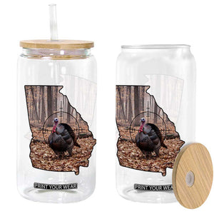 Georgia Turkey Hunting Glass Can Camo American Flag Hunter Gift TS12 Print Your Wear