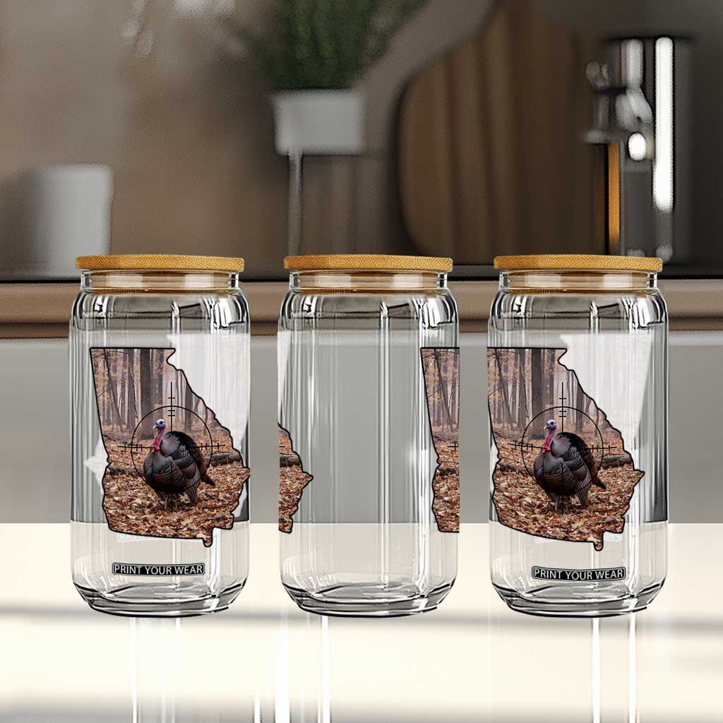 Georgia Turkey Hunting Glass Can Camo American Flag Hunter Gift TS12 Print Your Wear