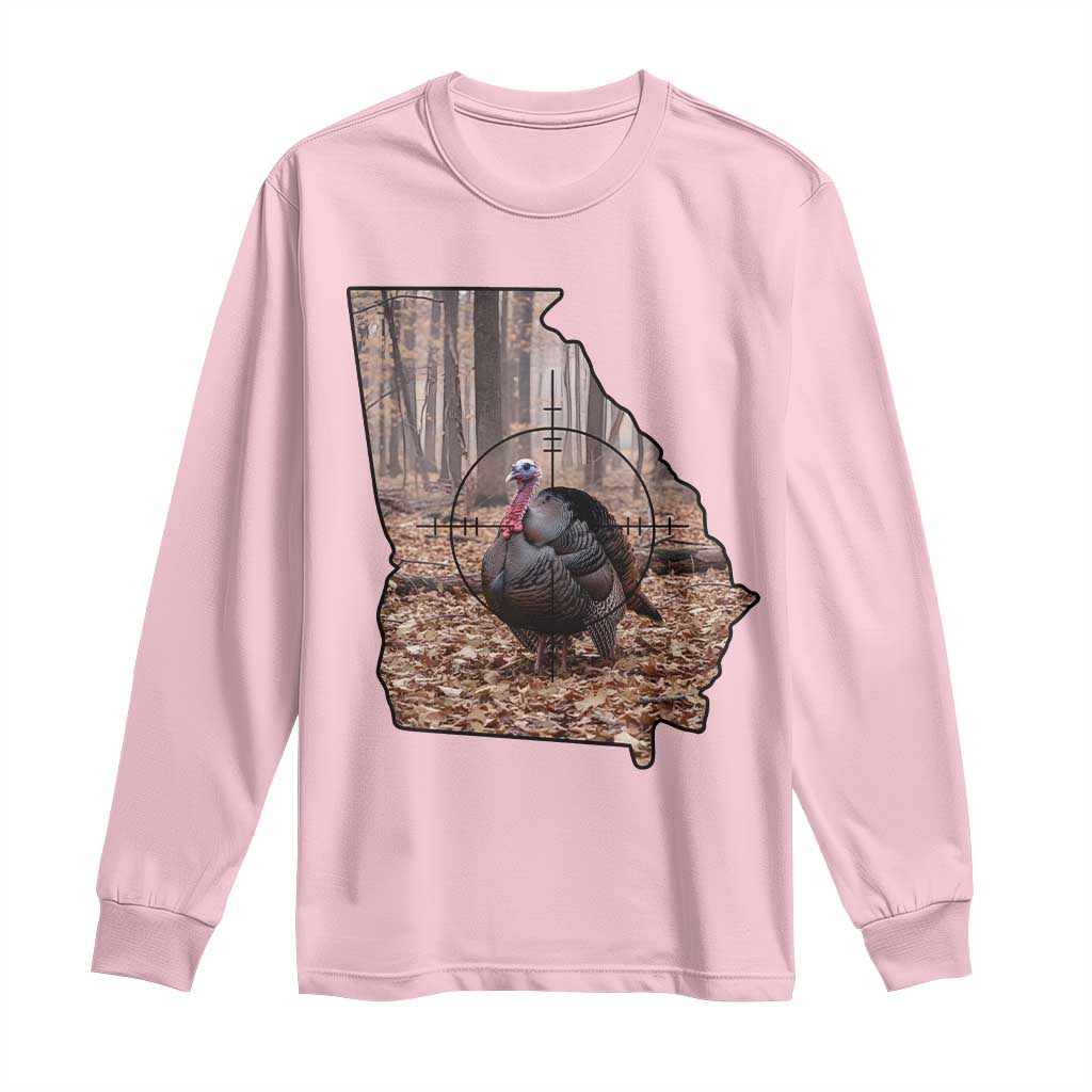 Georgia Turkey Hunting Long Sleeve Shirt Camo American Flag Hunter Gift TS12 Light Pink Print Your Wear