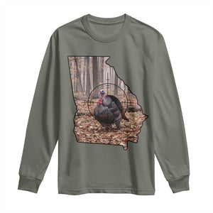 Georgia Turkey Hunting Long Sleeve Shirt Camo American Flag Hunter Gift TS12 Military Green Print Your Wear