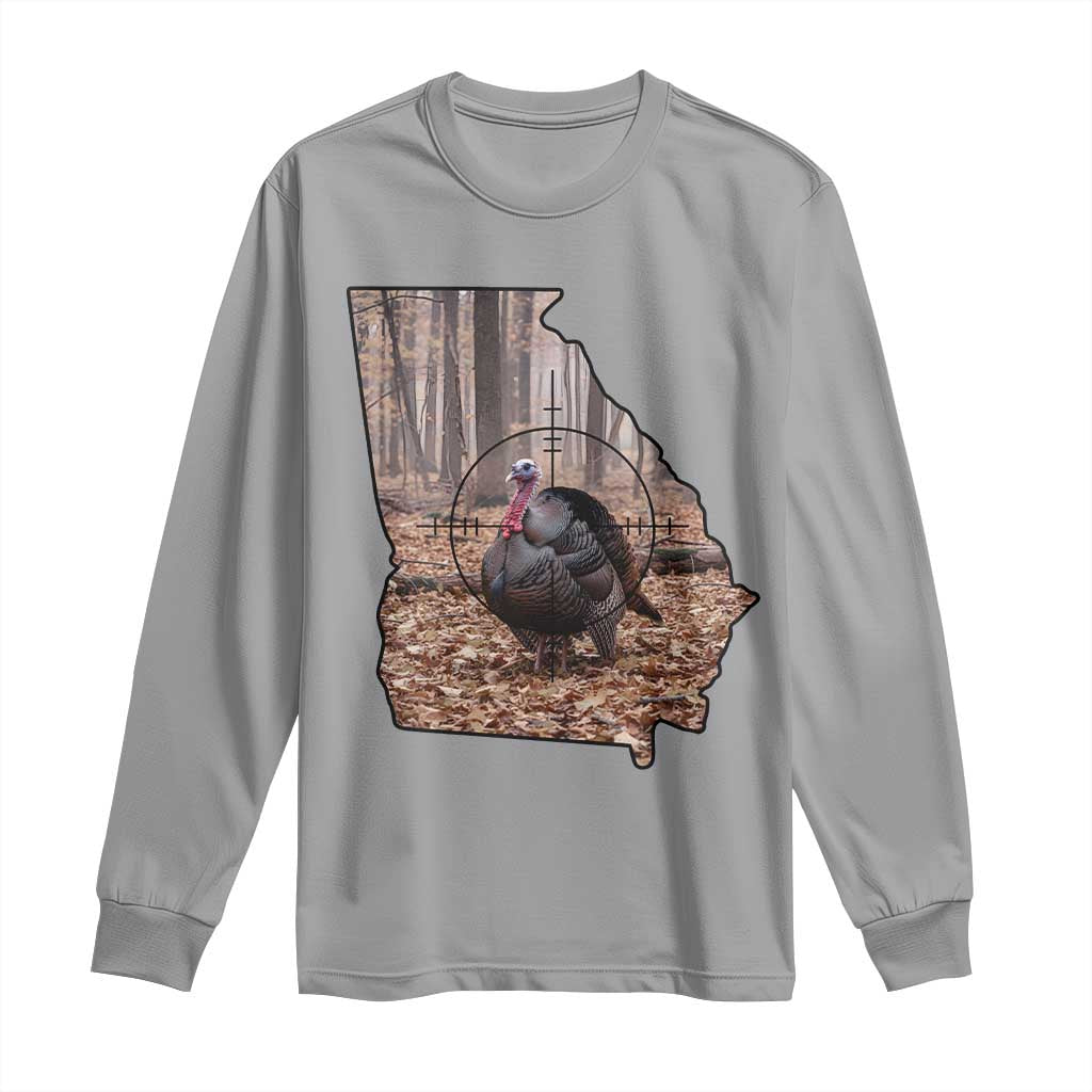 Georgia Turkey Hunting Long Sleeve Shirt Camo American Flag Hunter Gift TS12 Sport Gray Print Your Wear