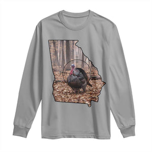 Georgia Turkey Hunting Long Sleeve Shirt Camo American Flag Hunter Gift TS12 Sport Gray Print Your Wear