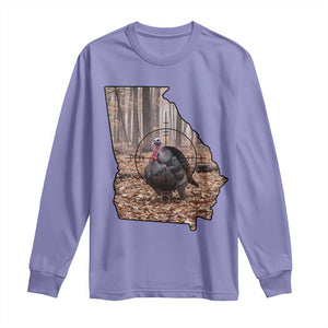 Georgia Turkey Hunting Long Sleeve Shirt Camo American Flag Hunter Gift TS12 Violet Print Your Wear