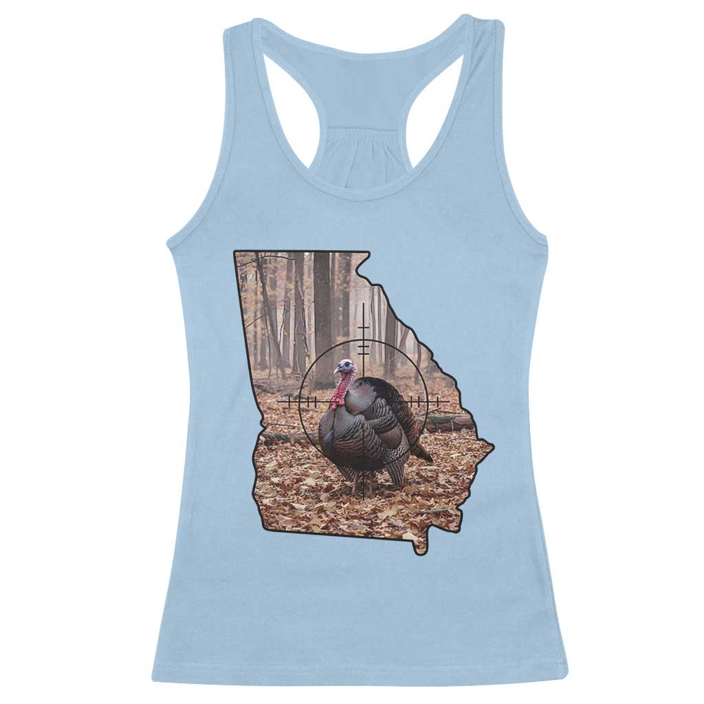 Georgia Turkey Hunting Racerback Tank Top Camo American Flag Hunter Gift TS12 Light Blue Print Your Wear