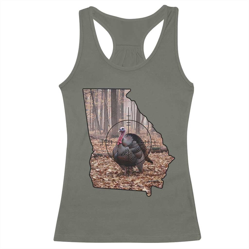 Georgia Turkey Hunting Racerback Tank Top Camo American Flag Hunter Gift TS12 Military Green Print Your Wear