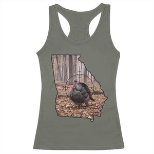 Georgia Turkey Hunting Racerback Tank Top Camo American Flag Hunter Gift - Print Your Wear