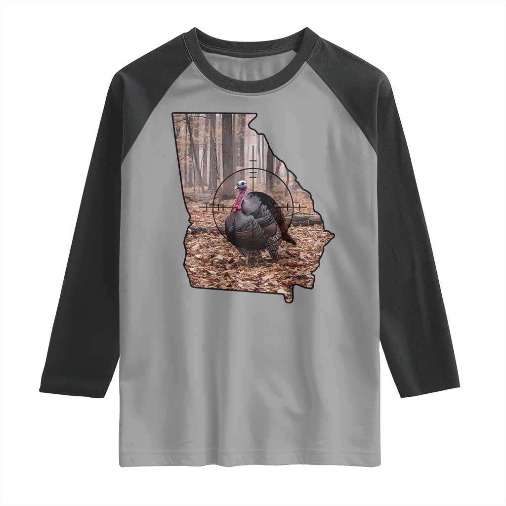 Georgia Turkey Hunting Raglan Shirt Camo American Flag Hunter Gift TS12 Sport Gray Black Print Your Wear