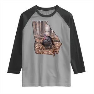 Georgia Turkey Hunting Raglan Shirt Camo American Flag Hunter Gift TS12 Sport Gray Black Print Your Wear