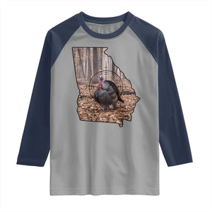 Georgia Turkey Hunting Raglan Shirt Camo American Flag Hunter Gift TS12 Sport Gray Navy Print Your Wear