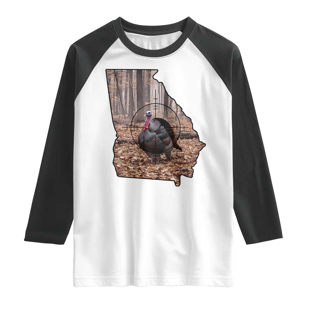 Georgia Turkey Hunting Raglan Shirt Camo American Flag Hunter Gift TS12 White Black Print Your Wear