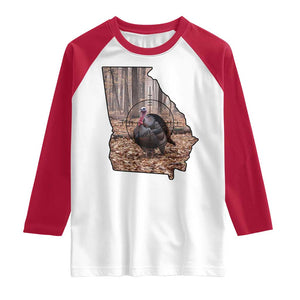Georgia Turkey Hunting Raglan Shirt Camo American Flag Hunter Gift TS12 White Red Print Your Wear