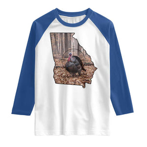 Georgia Turkey Hunting Raglan Shirt Camo American Flag Hunter Gift TS12 White Royal Print Your Wear