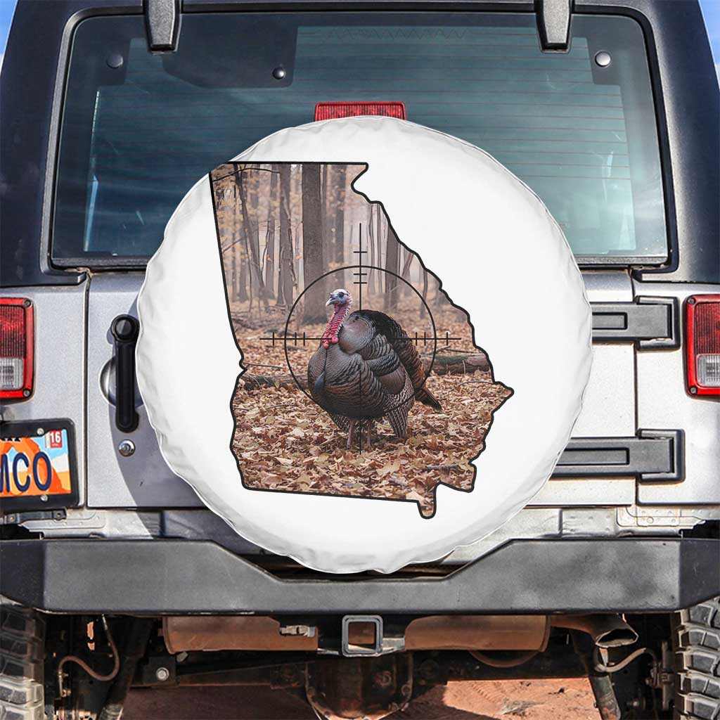 Georgia Turkey Hunting Spare Tire Cover Camo American Flag Hunter Gift TS12 No hole White Print Your Wear