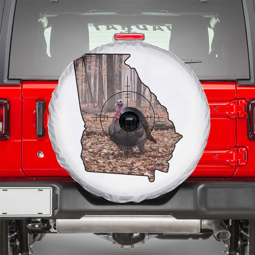 Georgia Turkey Hunting Spare Tire Cover Camo American Flag Hunter Gift TS12 White Print Your Wear