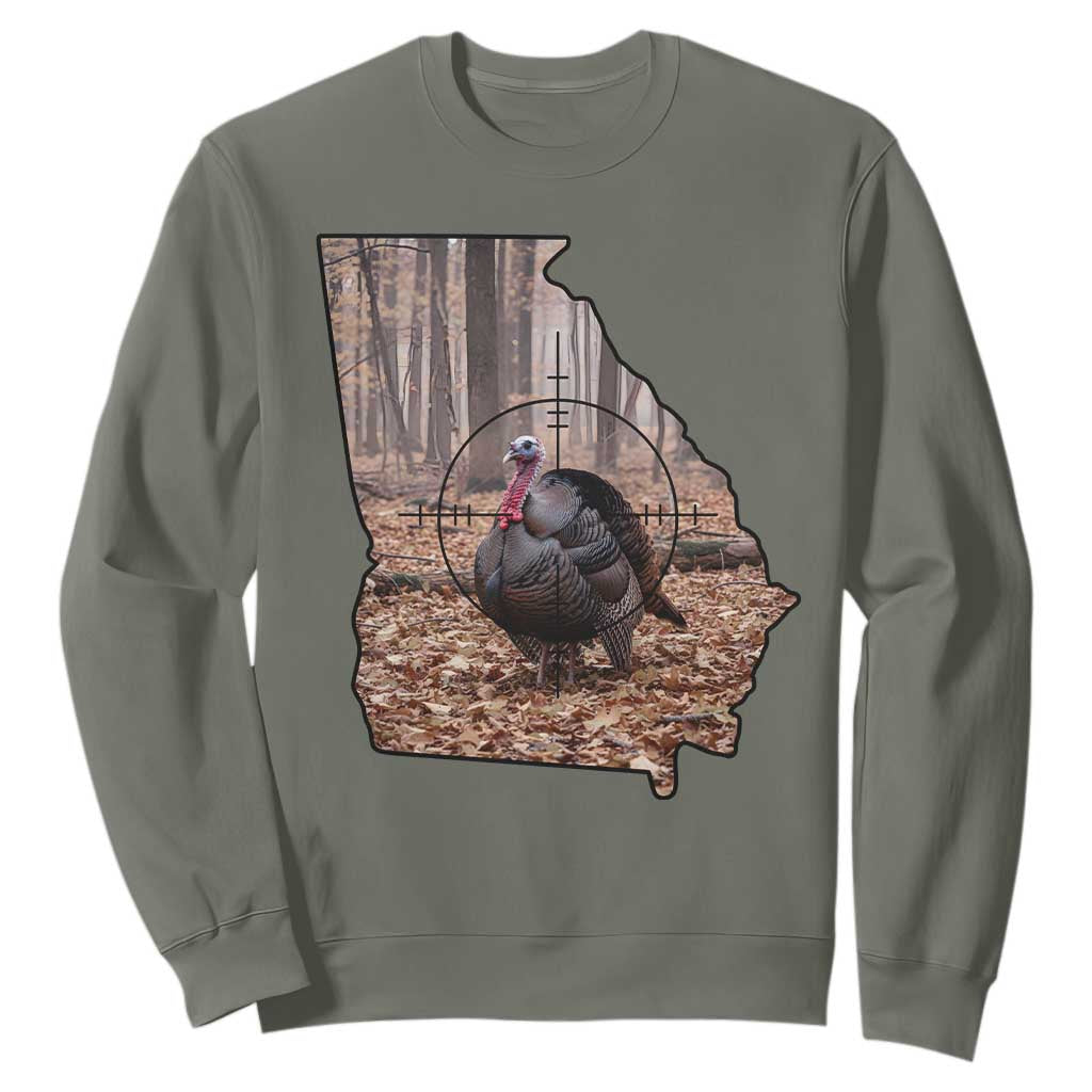 Georgia Turkey Hunting Sweatshirt Camo American Flag Hunter Gift TS12 Military Green Print Your Wear