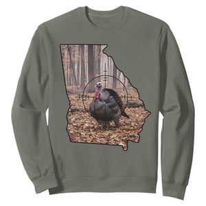 Georgia Turkey Hunting Sweatshirt Camo American Flag Hunter Gift - Print Your Wear