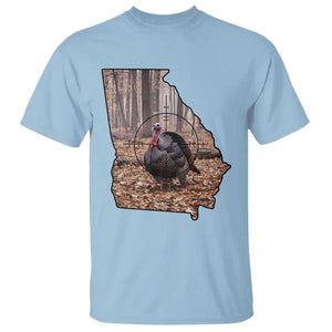 Georgia Turkey Hunting T Shirt Camo American Flag Hunter Gift TS12 Light Blue Print Your Wear