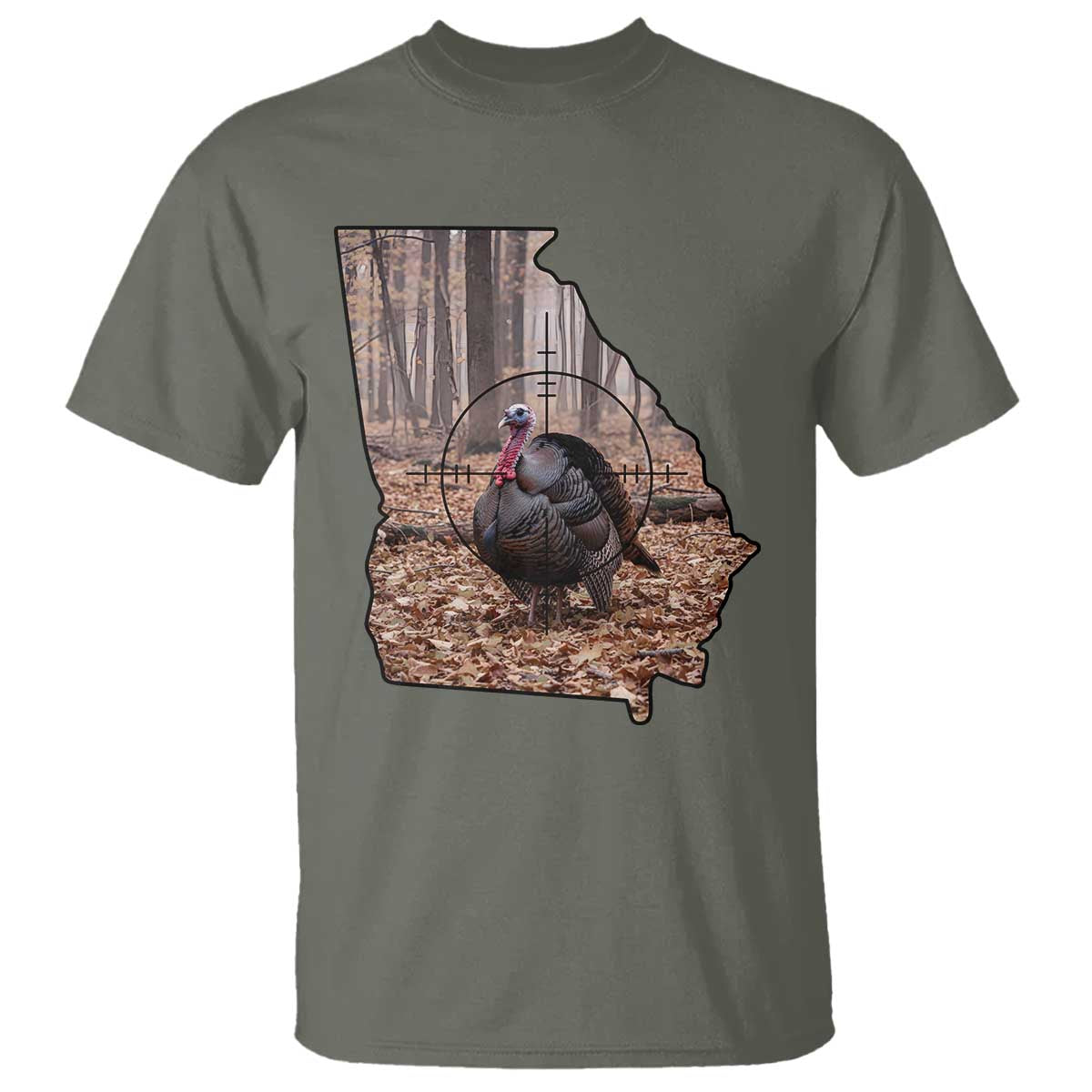 Georgia Turkey Hunting T Shirt Camo American Flag Hunter Gift TS12 Military Green Print Your Wear
