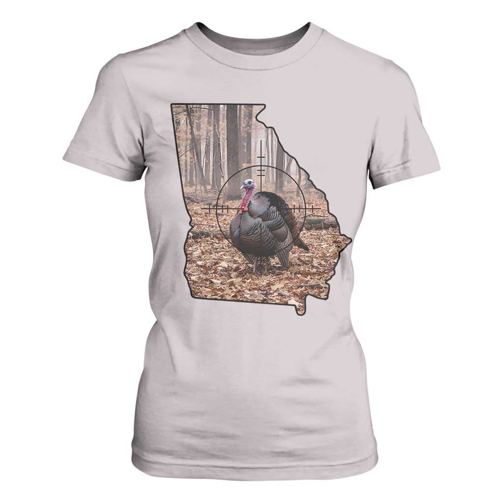 Georgia Turkey Hunting T Shirt For Women Camo American Flag Hunter Gift TS12 Ice Gray Print Your Wear