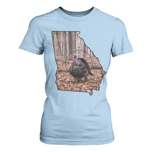 Georgia Turkey Hunting T Shirt For Women Camo American Flag Hunter Gift TS12 Light Blue Print Your Wear