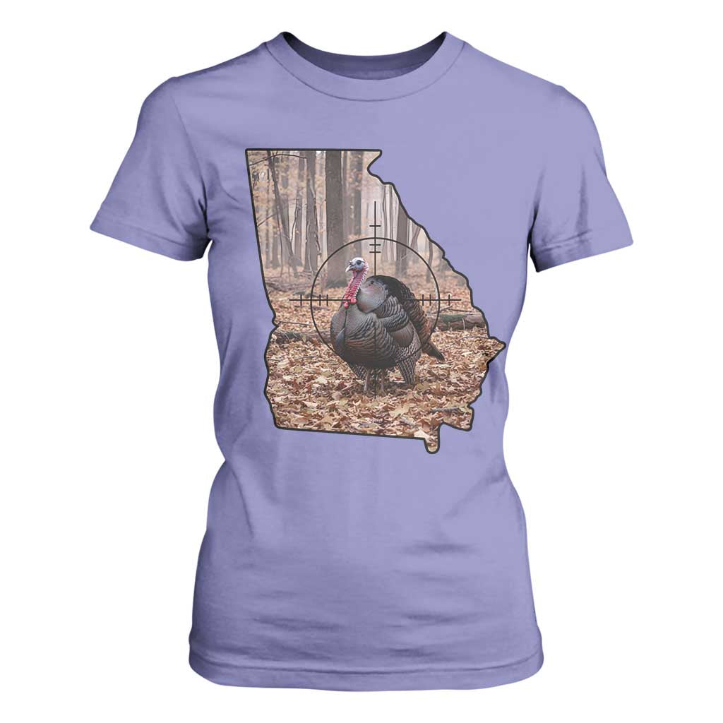 Georgia Turkey Hunting T Shirt For Women Camo American Flag Hunter Gift TS12 Violet Print Your Wear