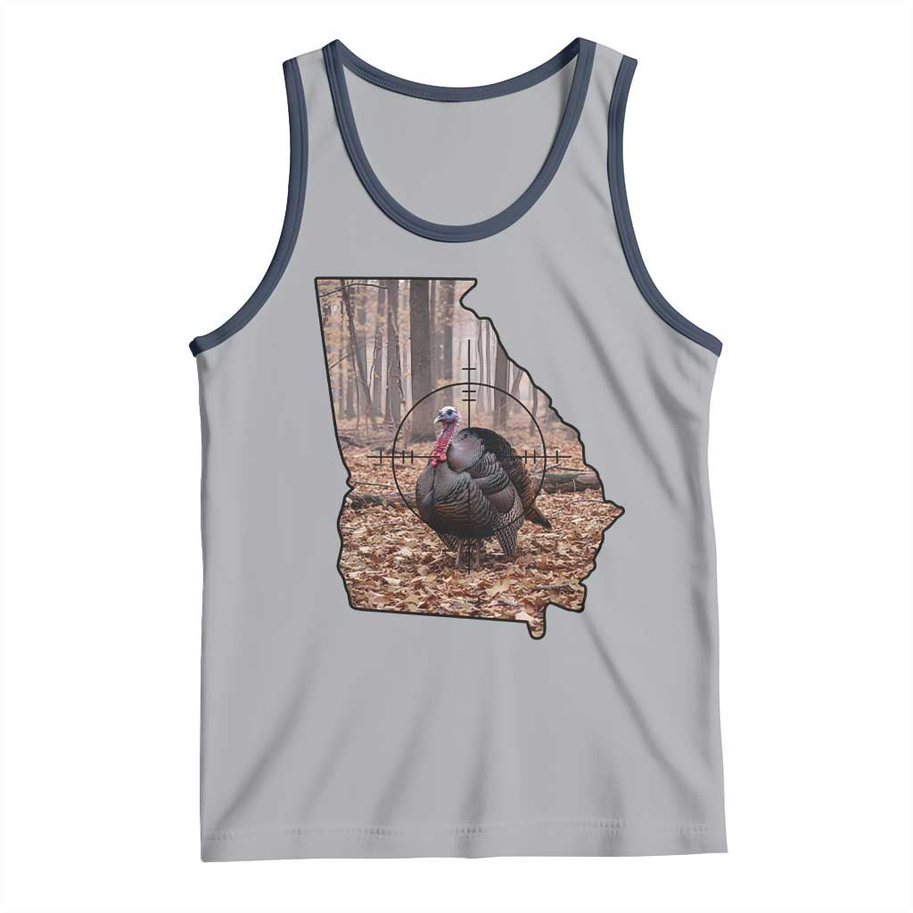 Georgia Turkey Hunting Tank Top Camo American Flag Hunter Gift TS12 Athletic Heather Navy Print Your Wear