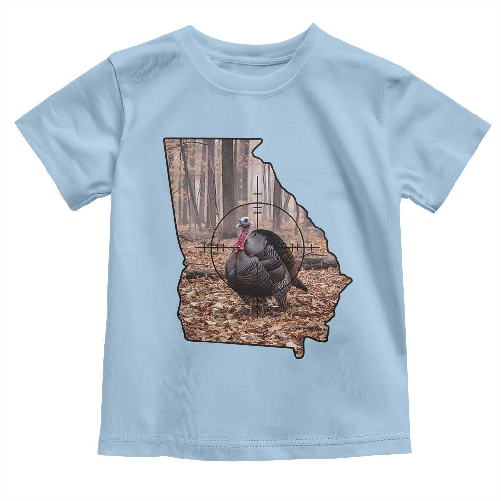 Georgia Turkey Hunting Toddler T Shirt Camo American Flag Hunter Gift TS12 Light Blue Print Your Wear