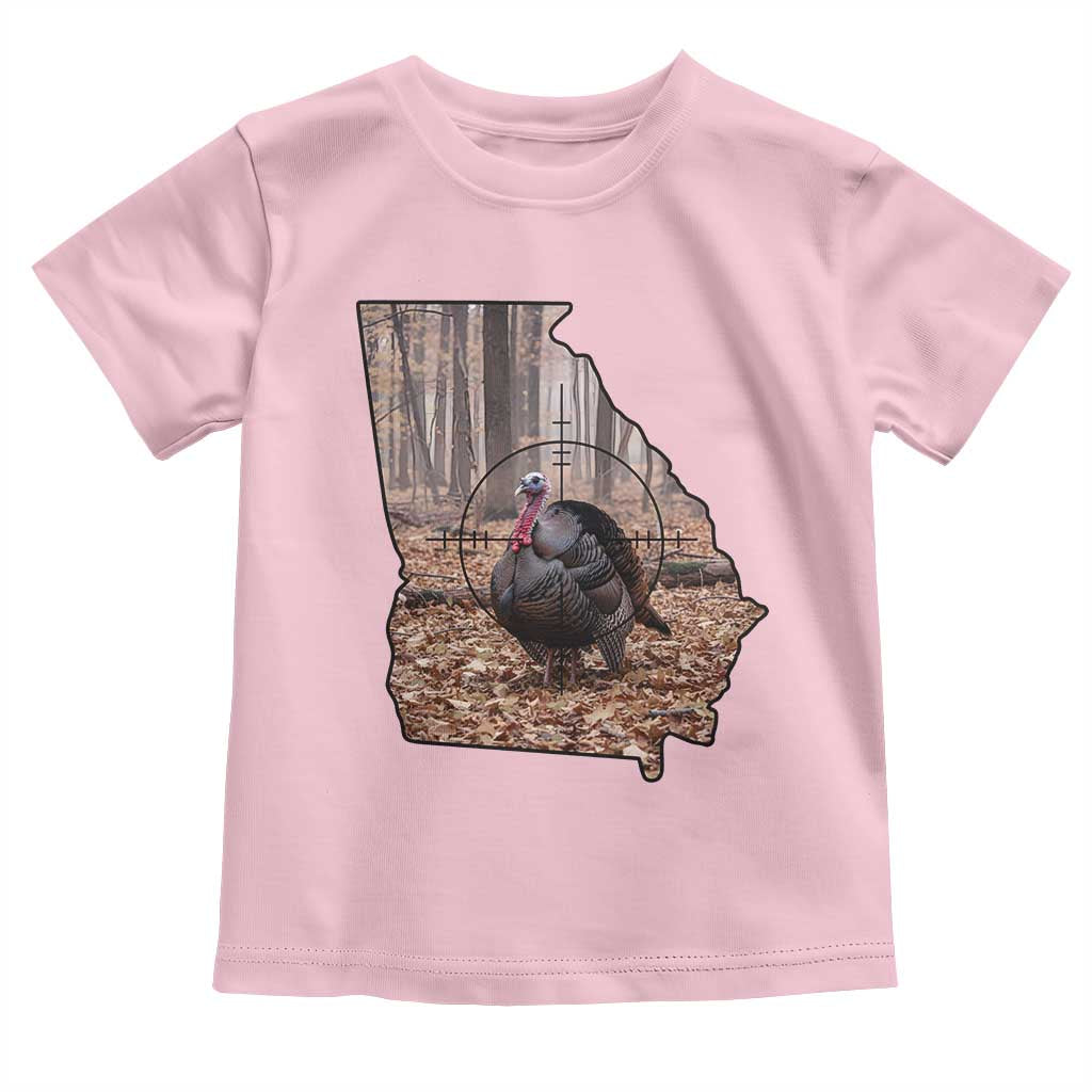 Georgia Turkey Hunting Toddler T Shirt Camo American Flag Hunter Gift TS12 Light Pink Print Your Wear