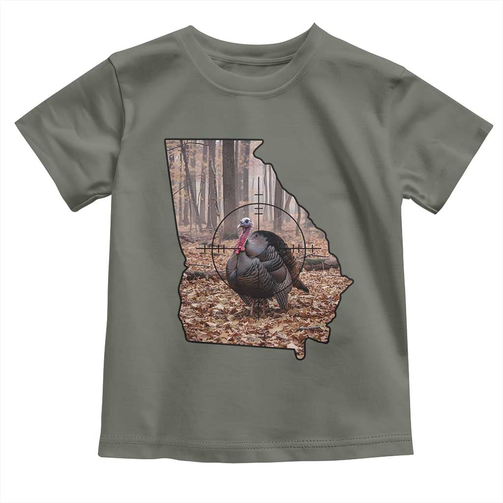 Georgia Turkey Hunting Toddler T Shirt Camo American Flag Hunter Gift TS12 Military Green Print Your Wear