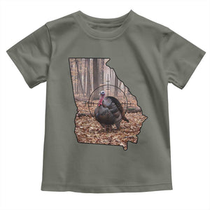 Georgia Turkey Hunting Toddler T Shirt Camo American Flag Hunter Gift TS12 Military Green Print Your Wear