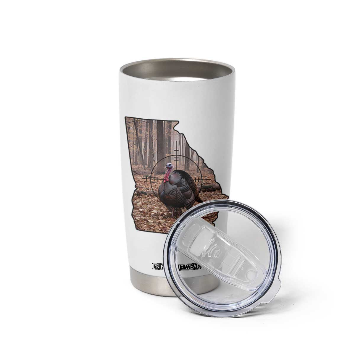 Georgia Turkey Hunting Tumbler Cup Camo American Flag Hunter Gift TS12 Print Your Wear