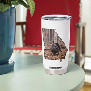 Georgia Turkey Hunting Tumbler Cup Camo American Flag Hunter Gift - Print Your Wear