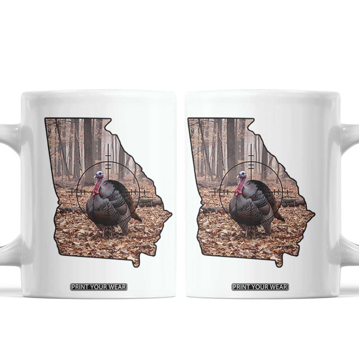 Georgia Turkey Hunting Coffee Mug Camo American Flag Hunter Gift TS12 White Print Your Wear