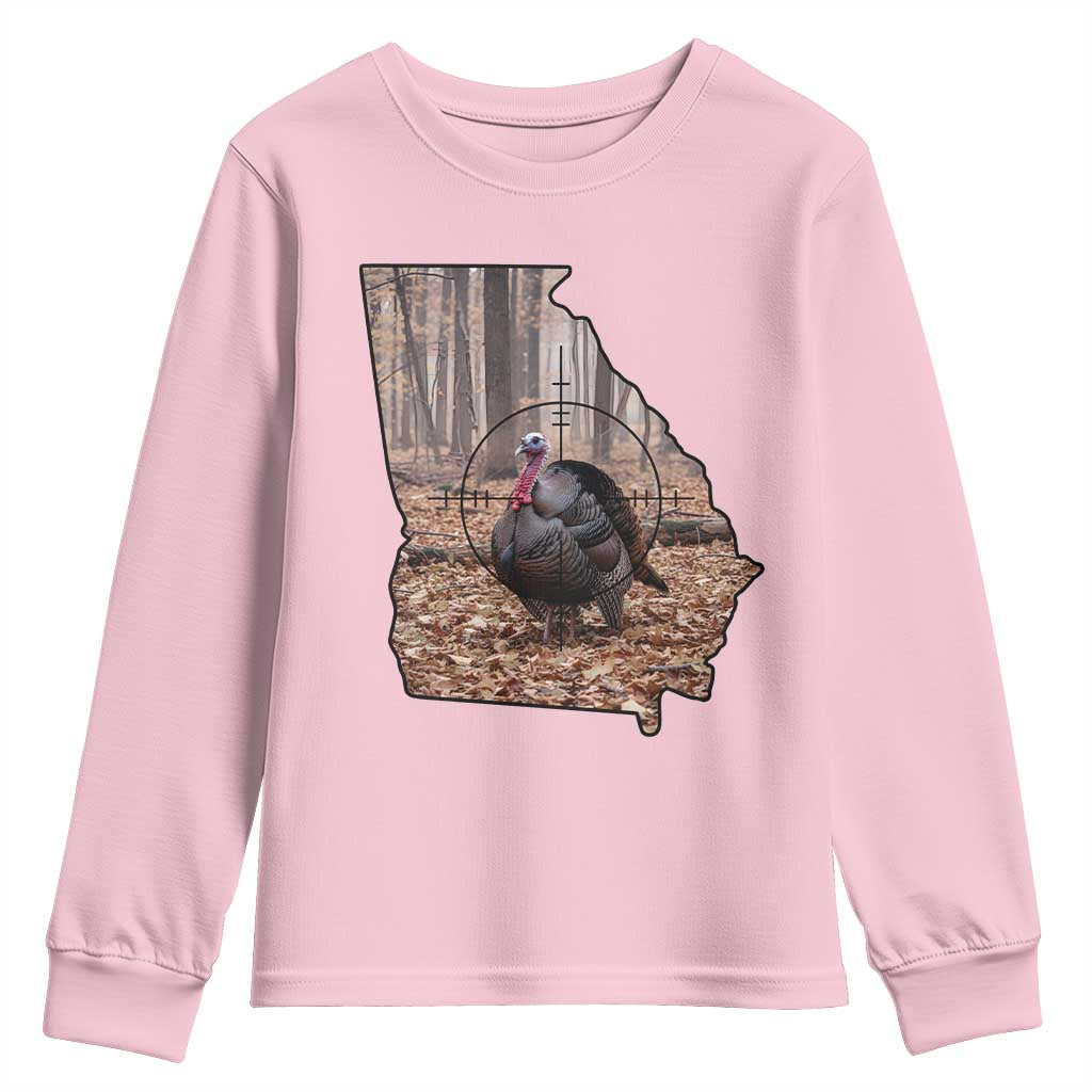 Georgia Turkey Hunting Youth Sweatshirt Camo American Flag Hunter Gift TS12 Light Pink Print Your Wear