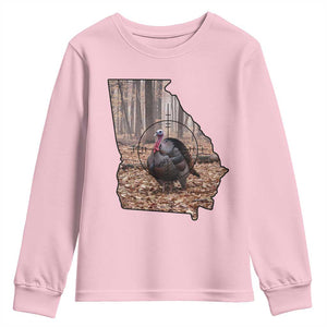 Georgia Turkey Hunting Youth Sweatshirt Camo American Flag Hunter Gift TS12 Light Pink Print Your Wear