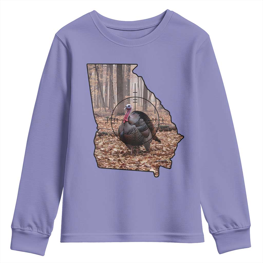 Georgia Turkey Hunting Youth Sweatshirt Camo American Flag Hunter Gift TS12 Violet Print Your Wear
