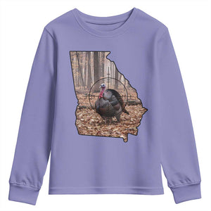 Georgia Turkey Hunting Youth Sweatshirt Camo American Flag Hunter Gift TS12 Violet Print Your Wear