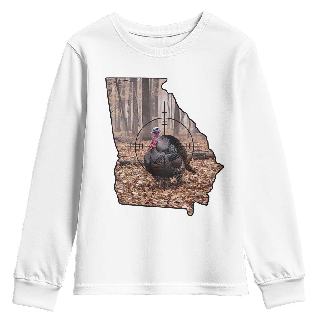Georgia Turkey Hunting Youth Sweatshirt Camo American Flag Hunter Gift TS12 White Print Your Wear