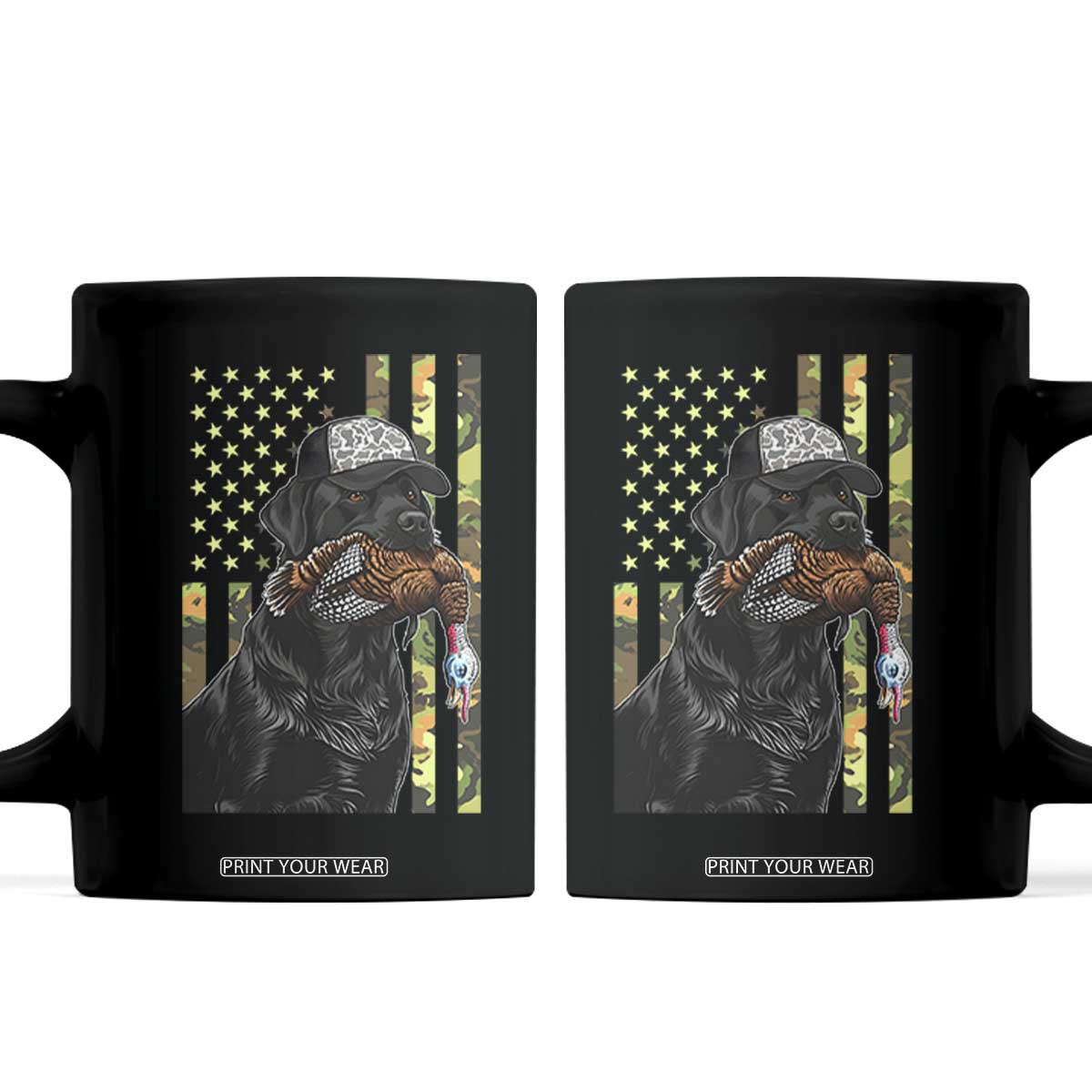 Camo Hunting Dog Turkey American Pride Gift Coffee Mug TS12 Black Print Your Wear
