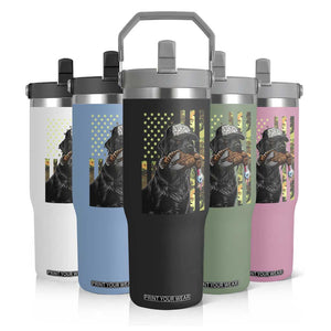 Camo Hunting Dog Turkey American Pride Gift Flip Straw Tumbler TS12 Print Your Wear