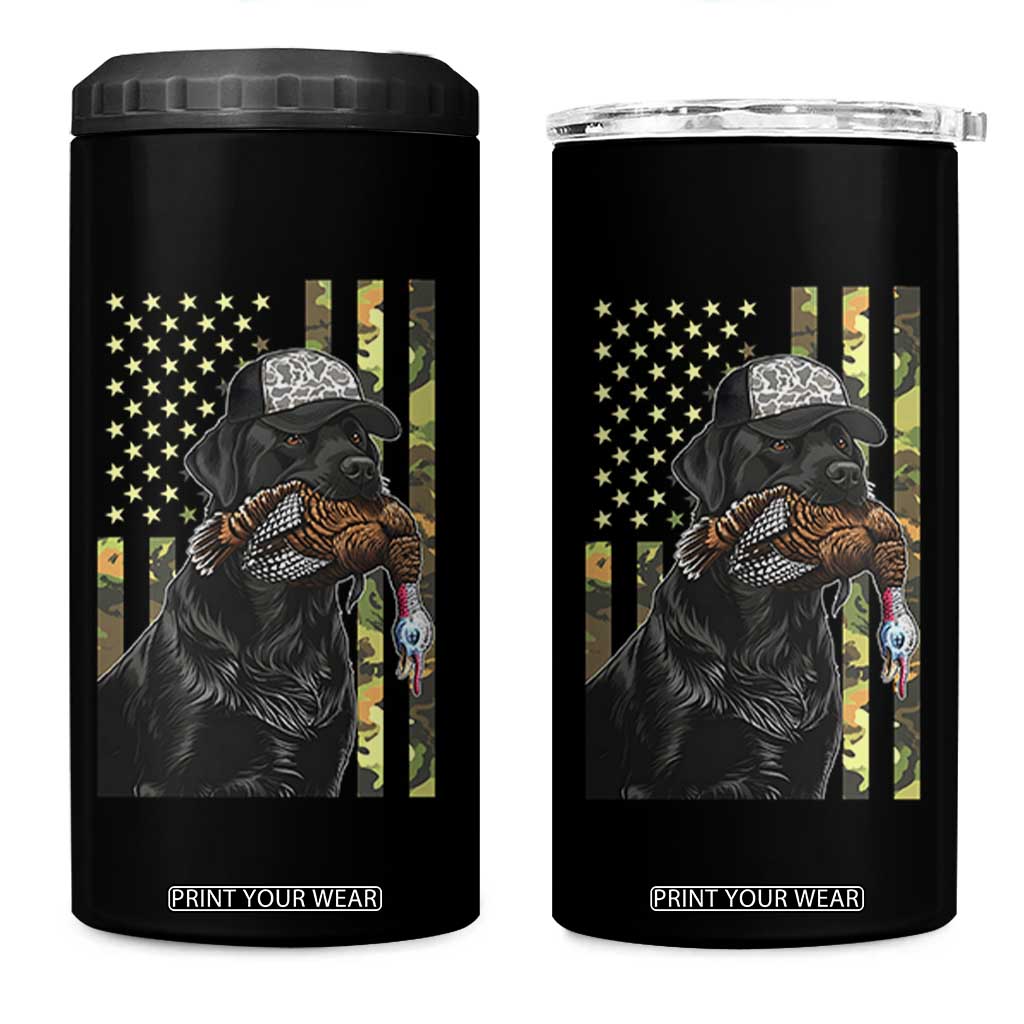 Camo Hunting Dog Turkey American Pride Gift 4 in 1 Can Cooler Tumbler TS12 One Size: 16 oz Black Print Your Wear