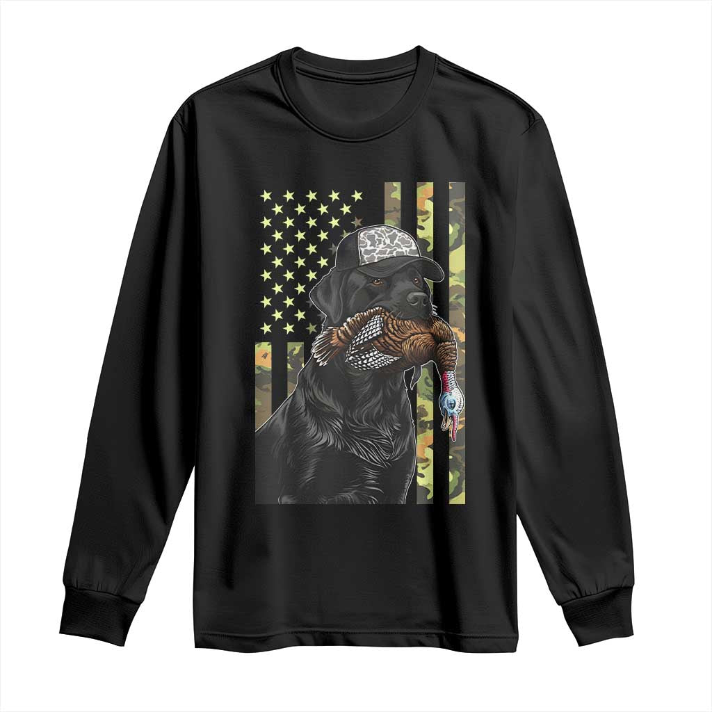 Camo Hunting Dog Turkey American Pride Gift Long Sleeve Shirt - Print Your Wear