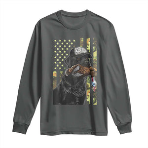 Camo Hunting Dog Turkey American Pride Gift Long Sleeve Shirt TS12 Dark Heather Print Your Wear
