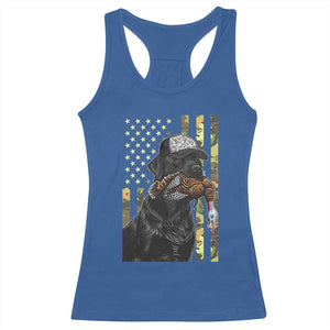 Camo Hunting Dog Turkey American Pride Gift Racerback Tank Top - Print Your Wear